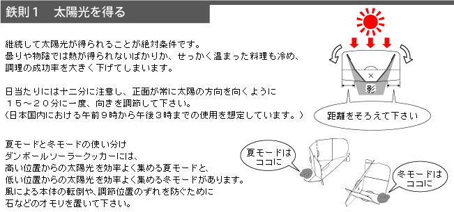 ダンボールソーラークッカーで調理を成功させる鉄則１-太陽光を得る