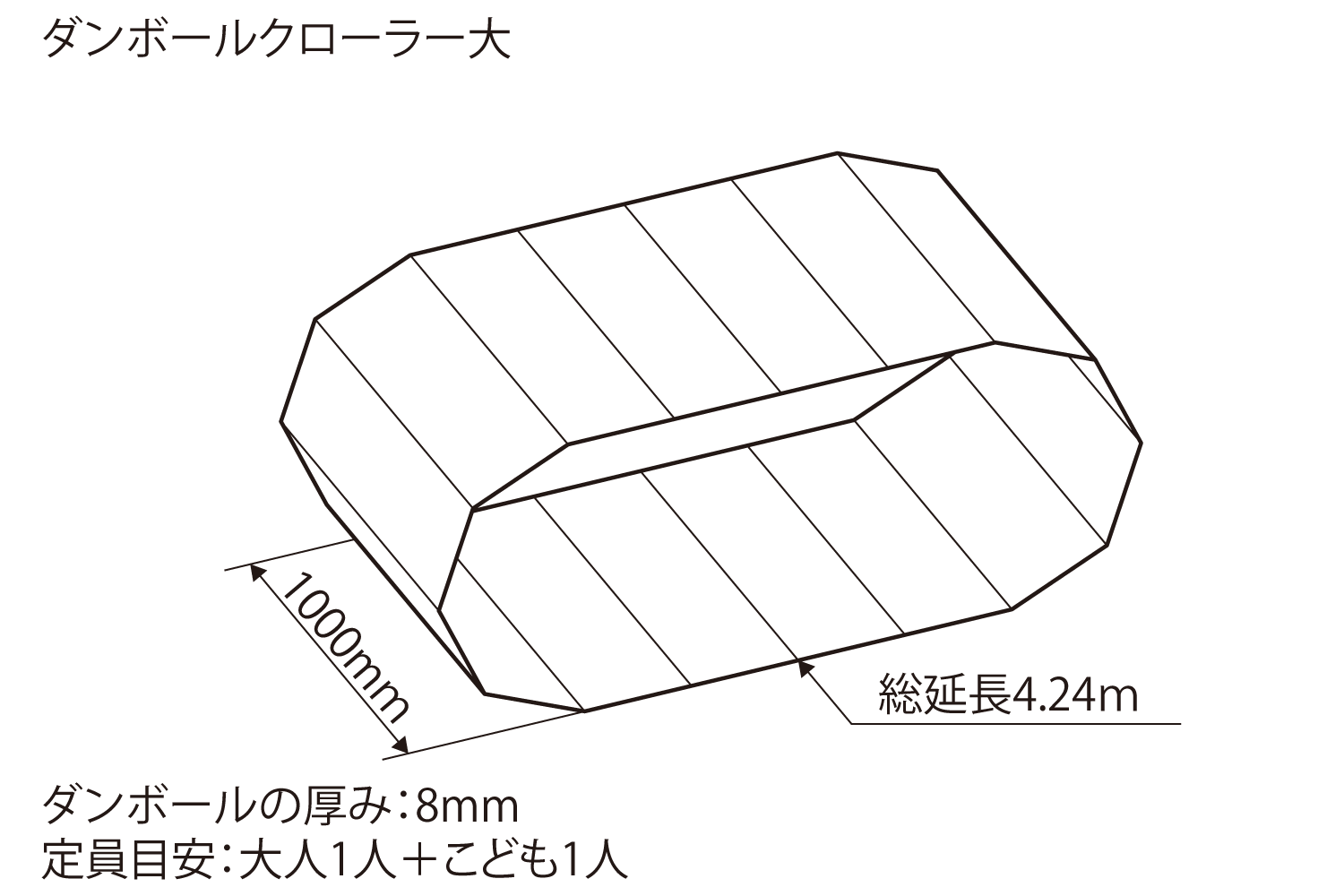 ダンボールキャタピラ大の寸法