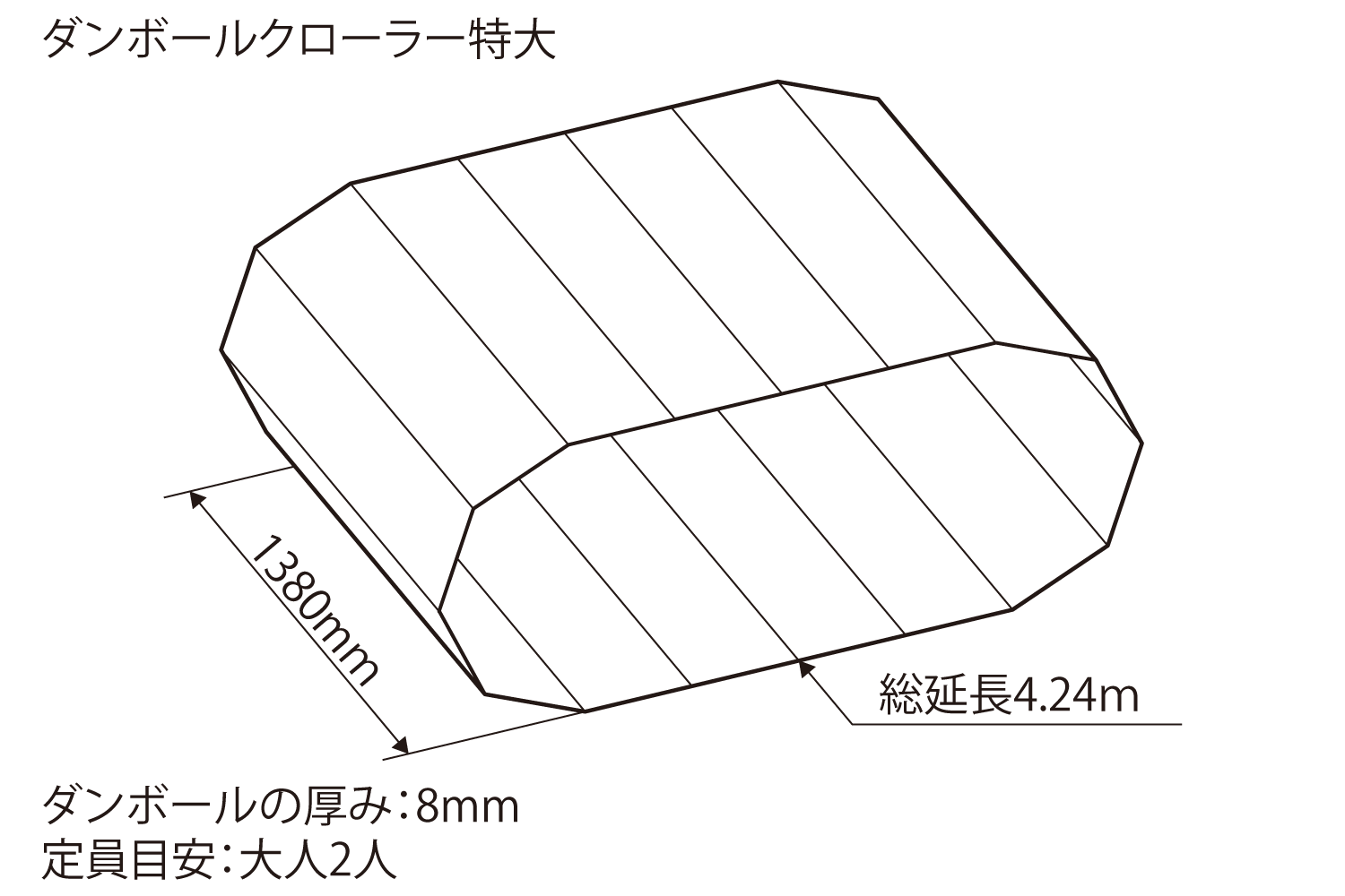 ダンボールキャタピラ特大の寸法