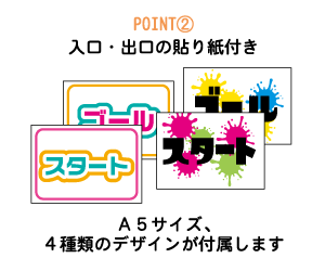 point2入口・出口の貼り紙付き